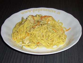 TAGLIERINI CON PESCATRICE E SOGLIOLA AL CURRY